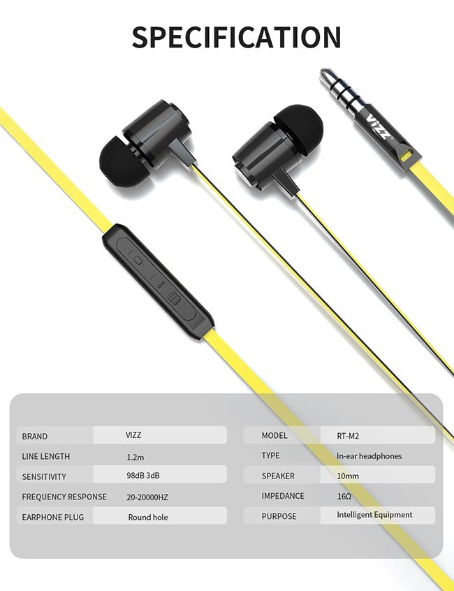 HD Microphone 3.5mm Deep Bass Sound 98dB Wired Earphone