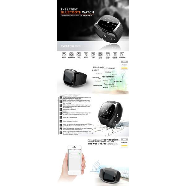 With Dial / SMS Reminding / Music Player / Pedometer Bluetooth touch screen M26 Smart Watch for Mobile Phone