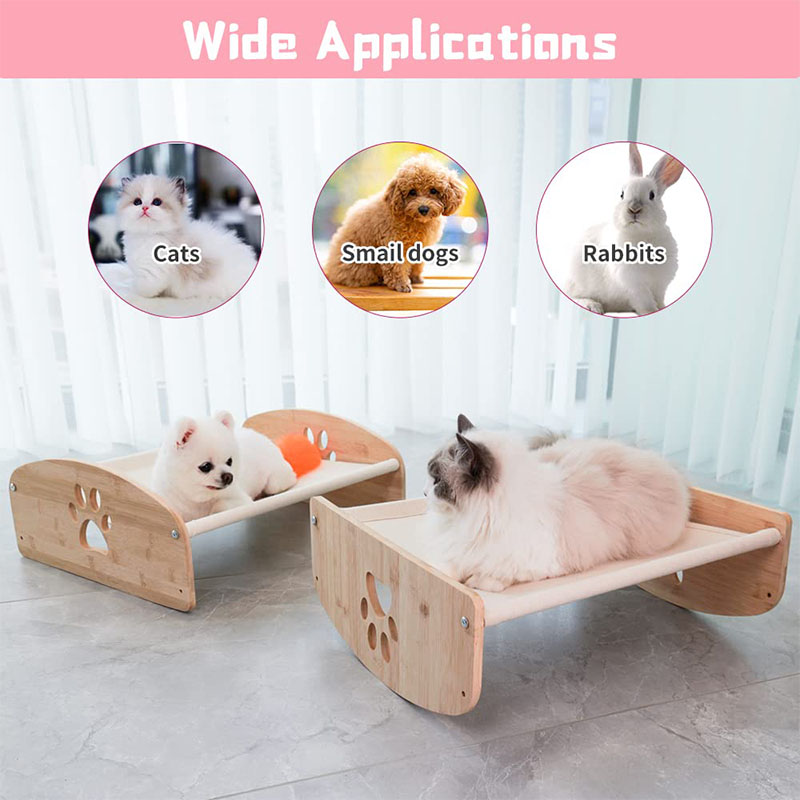Bamboo Wooden Dog Bed Frame Platform Oxford Cloth ODM