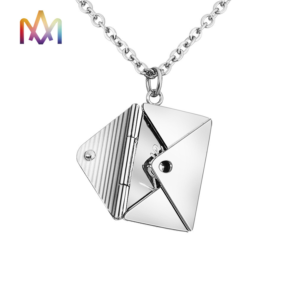Quality 50cm Chain Envelop Pendant Necklace With Your Pillow Talk Inside 3 Colors Available Jewelry Gifts for sale