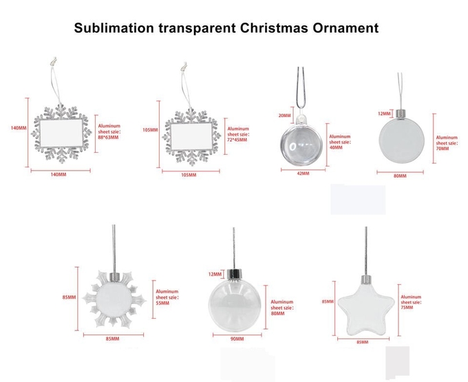 Personalised Christmas Tree Decorations Plastic Sublimation Snowflake Blank Sublimation Christmas Ornaments