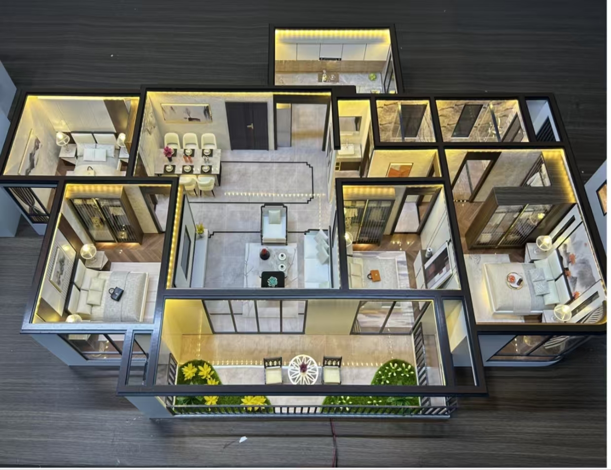 Contemporary House Interior Models 1:25 LED Illumination Interior Architecture Model