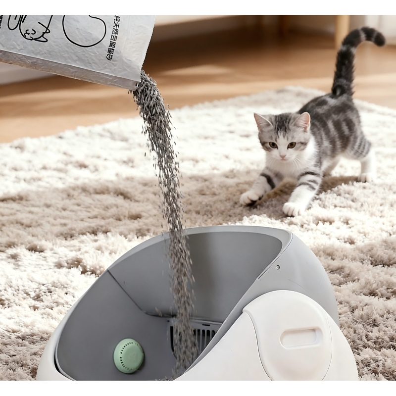 Plastic Eco-Friendly Deodorant Ball Cat Litter Box Automatic Cleaning Large Capacity Enclosed Anti-splatter Design Sieve Easy