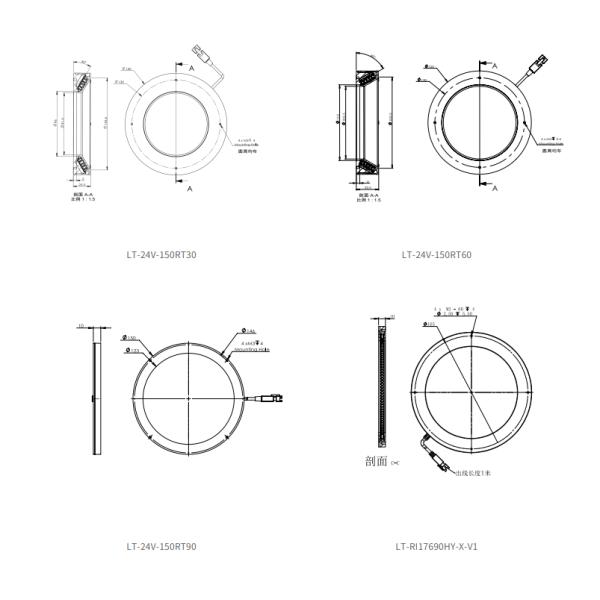 Industrial Illuminant Ring Lights RT Series 24V 28.5W for Contour extraction