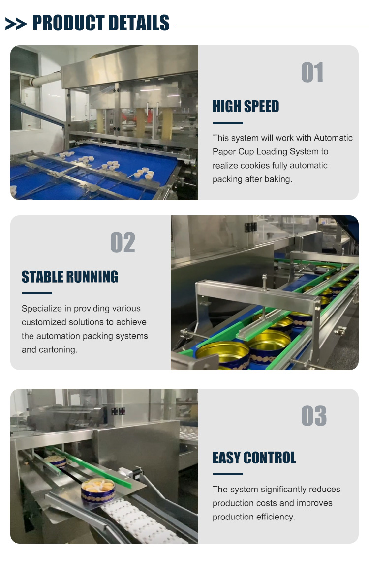 Customized Stable Running Automatic Tin Loading System Cookie Food Canning Machine Biscuit Packing Line