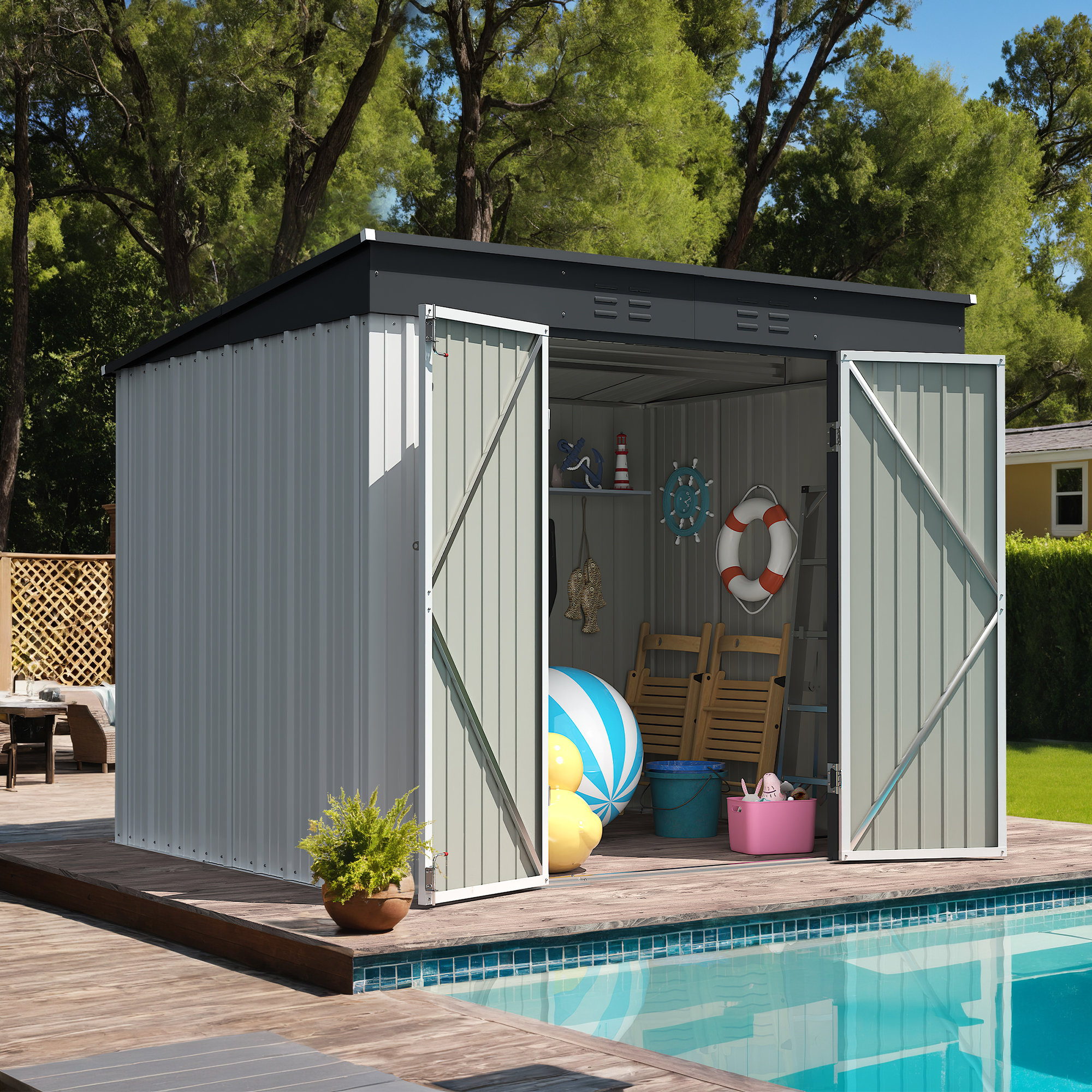 Affordability And Durability Outdoor Storage Iron Shed Tool Shed For Garden Utility Steel Made