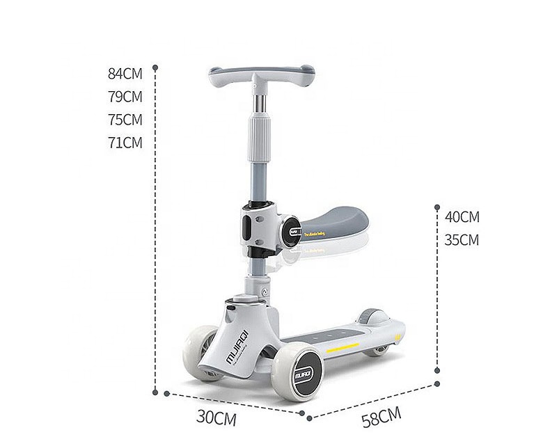 Adjustable Lean-to-Steer 3-Wheeled Scooter for Kids Foldable Seat Ages 5 to 7 Years