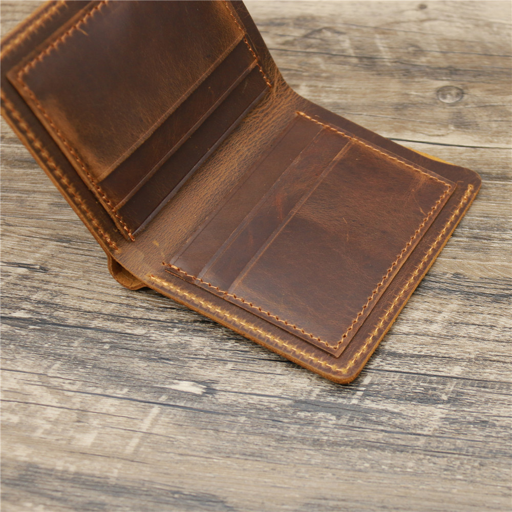 Open Closure Minibook Genuine Leather Multi-function Card Holder Clip Wallet for Men