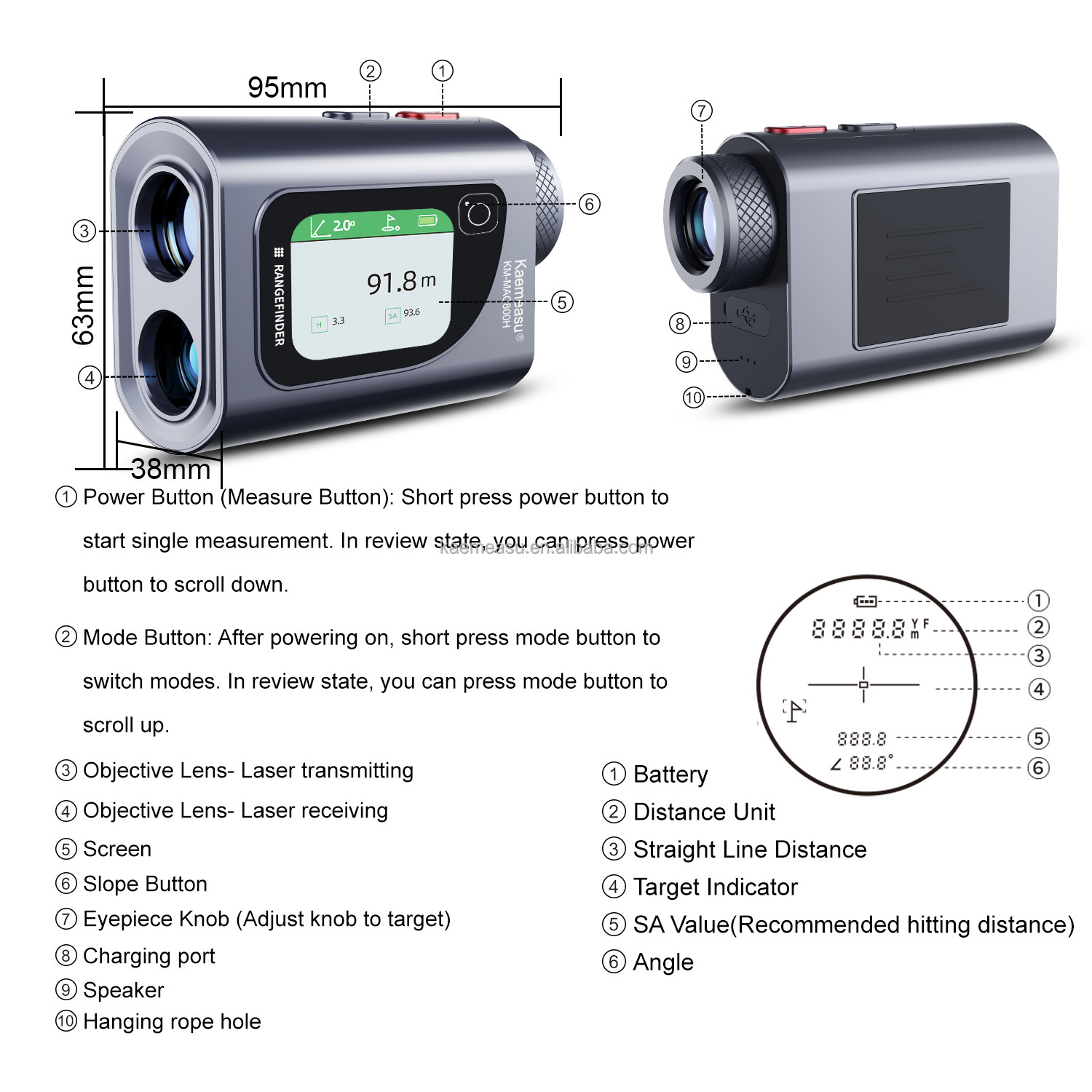 800m Laser Range Finder Digital Distance Meter Measuring Device Golf Hunting