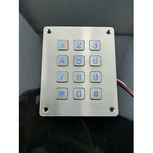 Quality Panel mounted metal numeric keypad with 12 flush keys for sale
