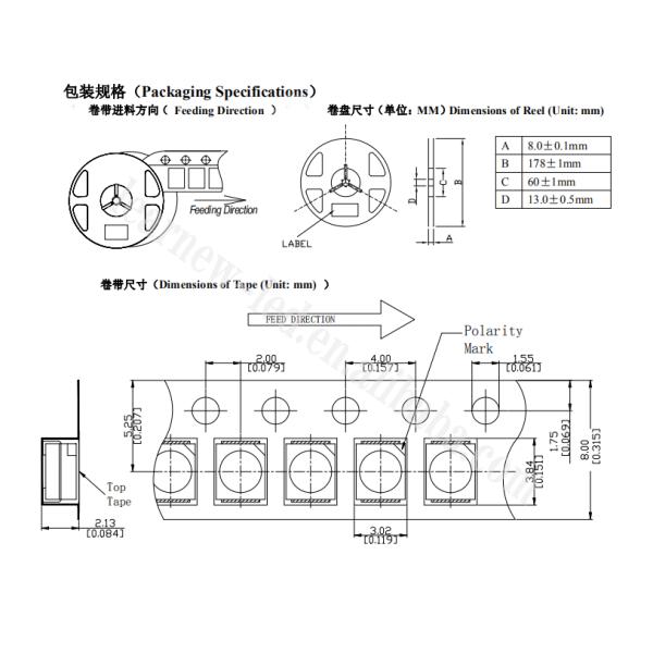 SMD 3030 LED Chip 3V 1W with San'an 2235 Chip 120° Viewing Angle