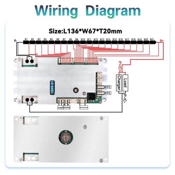 21S Smart Lifepo4 Battery BMS Board 80A For E Bike Solar Storage System