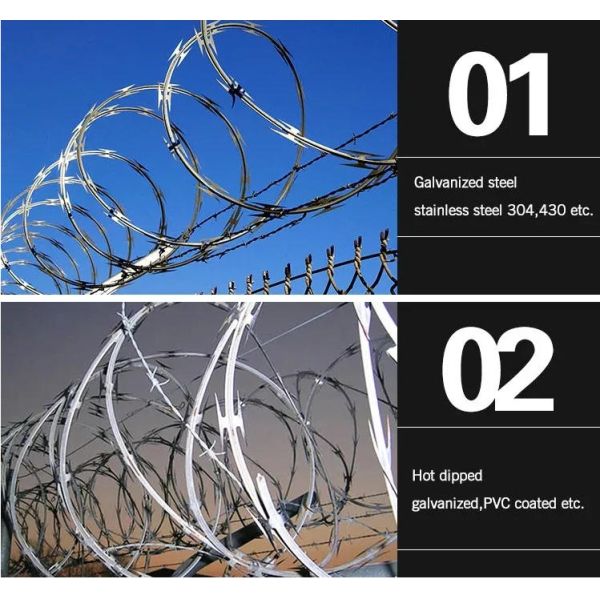 Hot Dipped Galvanized Cross Type Concertina Razor Barbed Wire