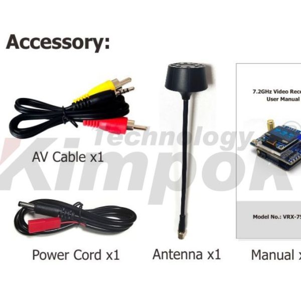 Kimpok 7.2GHz FPV Video Receiver Module VRX-75DF with 64 Channels and High Sensitivity