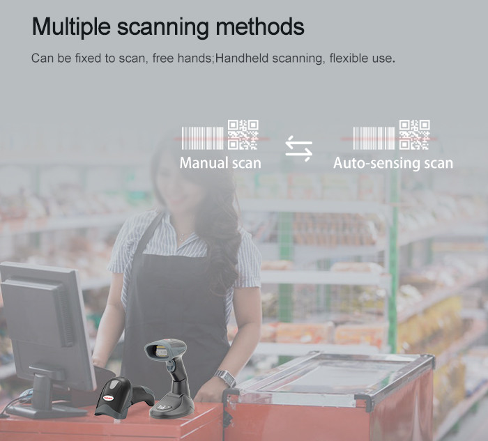 Wireless Bluetooth 1D 2D QR Code Barcode Scanner With Charging Base
