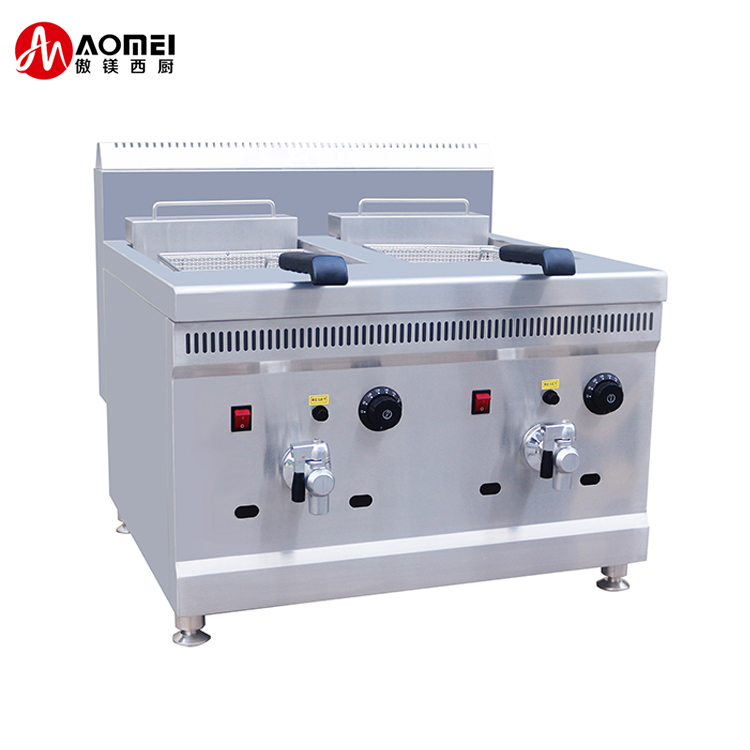High Productivity 38KG Double Cylinder Deep Fryer for Fried Chicken and French Fries