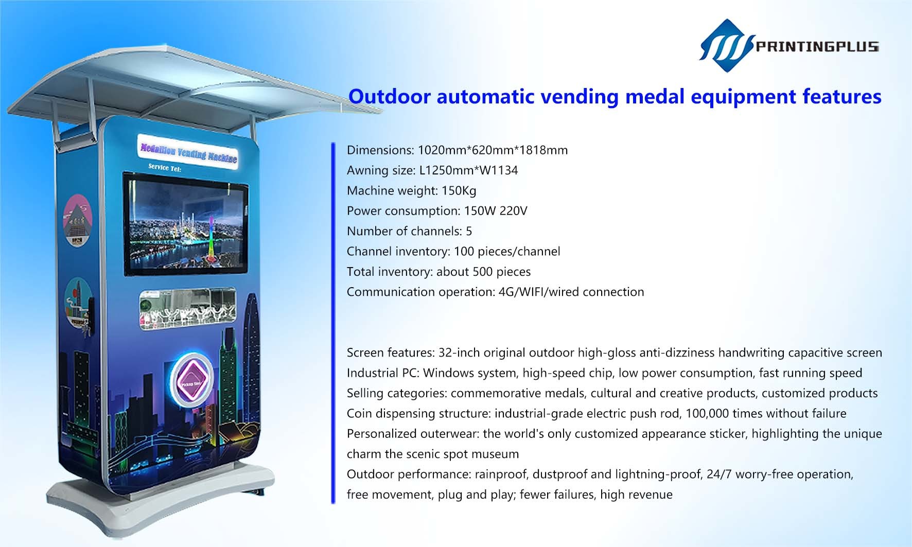 Quality Automatic Vending Machine With 220v Power For Tourist Attractions for sale