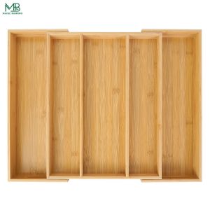 Bamboo Expandable Compartment Drawer Storage Box