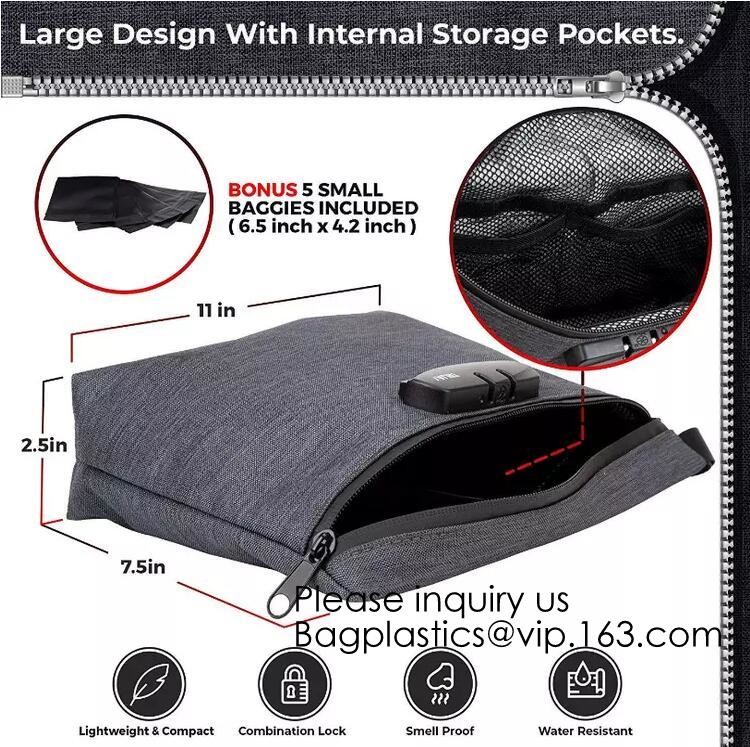 Activated Carbon Lined Odor Small Smell Proof Bag For Weed With Waterproof Zipper,Smellproof Pouch Stylish Secire Lock B