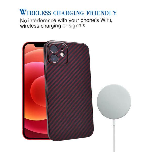 Lightweight Glossy Surface Aramid Fiber Phone Case Red For iPhone 12
