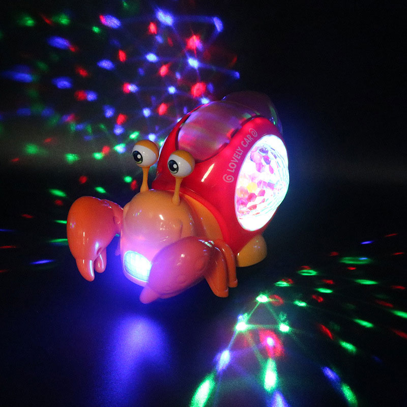 Items Electric Universal Hermit Crab Colorful Music And Lighting Projection Cartoon Small Crab Children'S Puzzle Toy