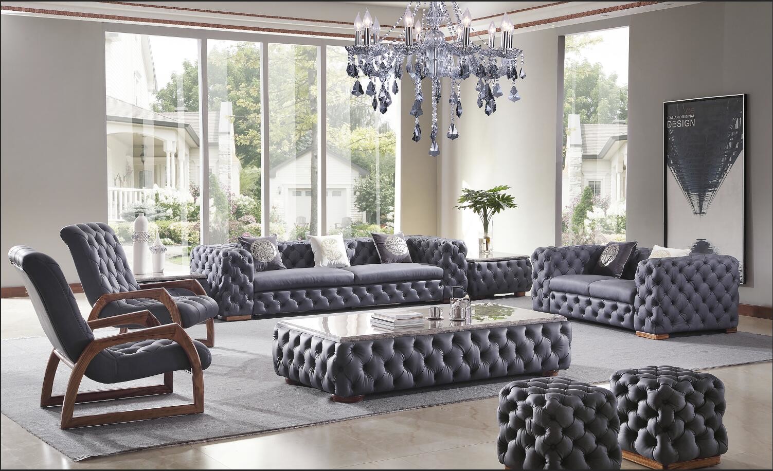 Contemporary Italian Leather Sofa Set / Furniture Sofa Set OEM Service