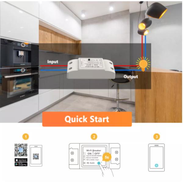 300W 2.4GHz WIFI Circuit Breaker Tuya Smart Switch Adjustable Light