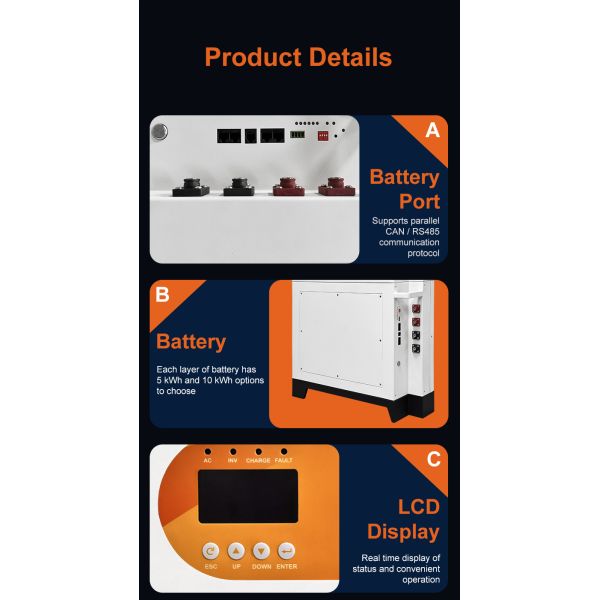 10KW.H battery All In One Vertical StackedSolar Storage System Home Energy Storage All in One Inveter