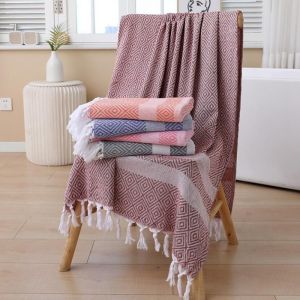 Quality Eco Friendly Easy Cleaning Peshtemal Turkish Towels Beach With Tassels for sale