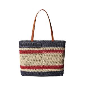 Quality Lightweight Striped Woven Tote Bag Large Capacity Single Shoulder for sale