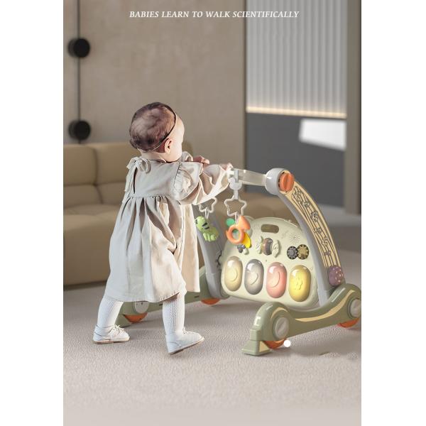 Four-Wheeled Infant and Toddler Foot Piano 2-In-1 Learning Walker Handcart in Plastic