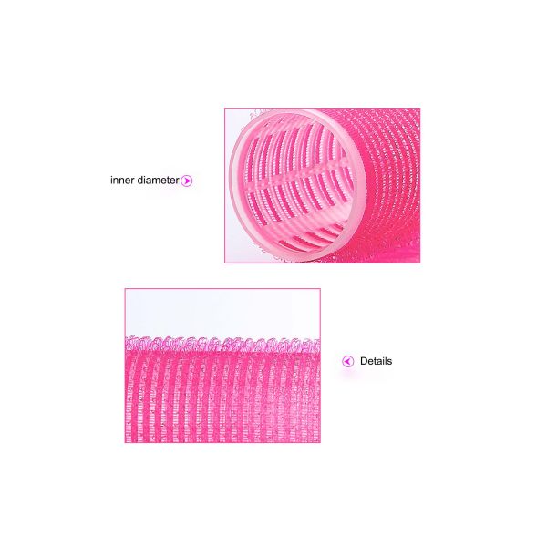 Self-Grip Plastic Hair Roller Volumizing Hook Hair Rollers Set Pink for Velcro Curlers for Short Medium Hair