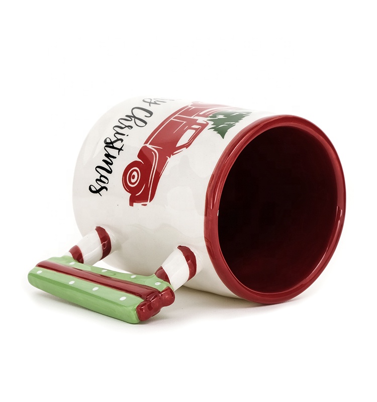 coffee bulk mugs Christmas 10OZ ceramic mug with 3D holder porcelain christmas dinnerware