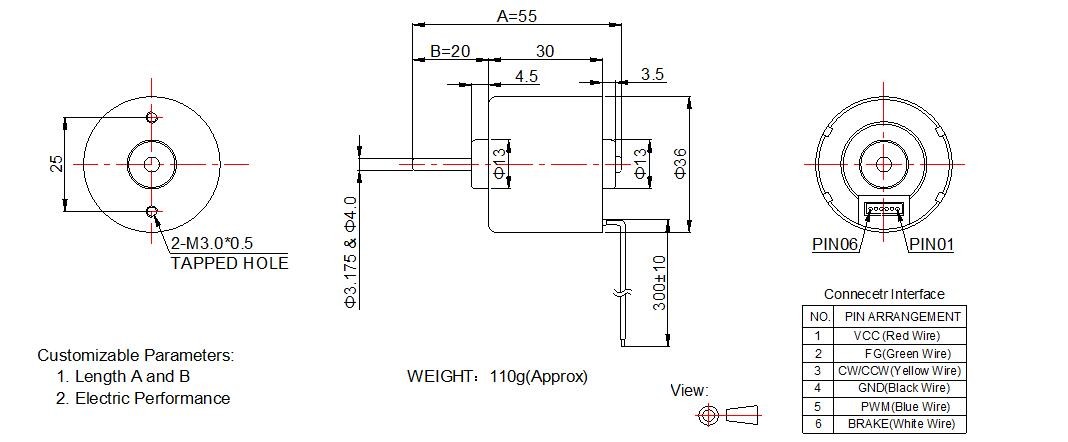 High Torque 36mm Brushless Motor , 12v DC Motor 2000 RPM - 8000 RPM BL3630