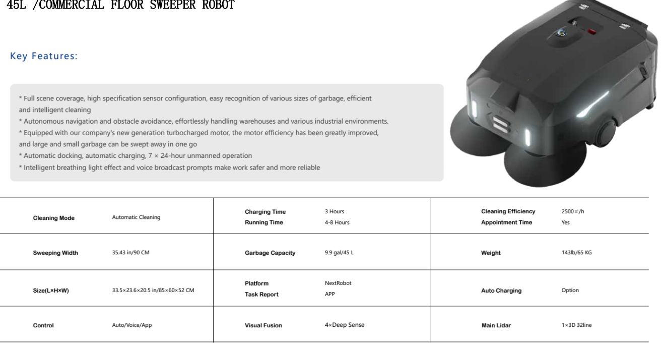 S9 commercial floor sweeper robot