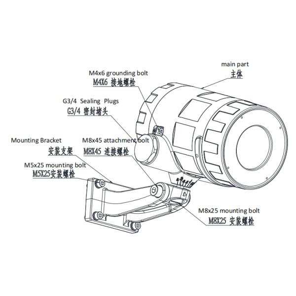 Triple Infrared Explosion Proof Flame Detector IIC IIIC Certified Tunnel Compatible