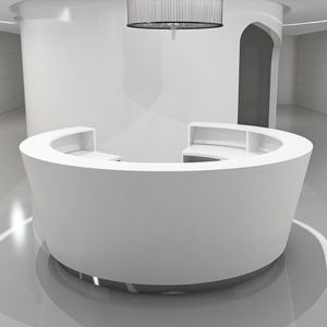 China 260cm Round Commercial Front Table Two Receptionists Artificial on sale