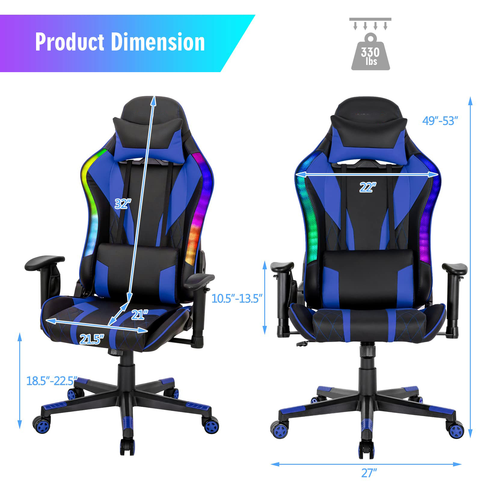 Adjustable Lumbar Support Racing Ergonomic Gaming Chair for Adults in at ALINUNU