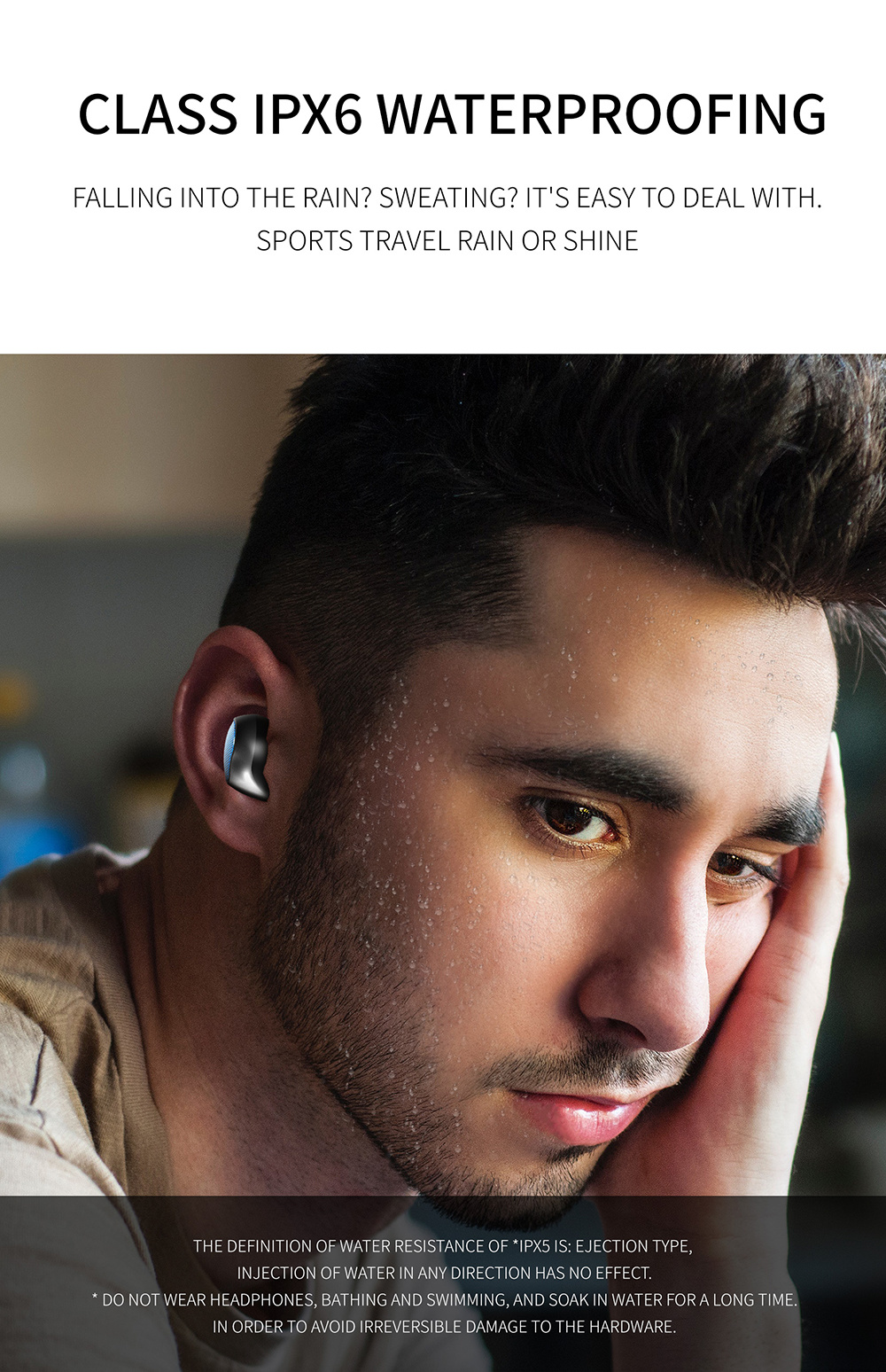 T10 Tws Waterproof Bluetooth Earphone Touch Control Wireless Stereo Earbuds (with 1200mAh Wireless Charging Bin)
