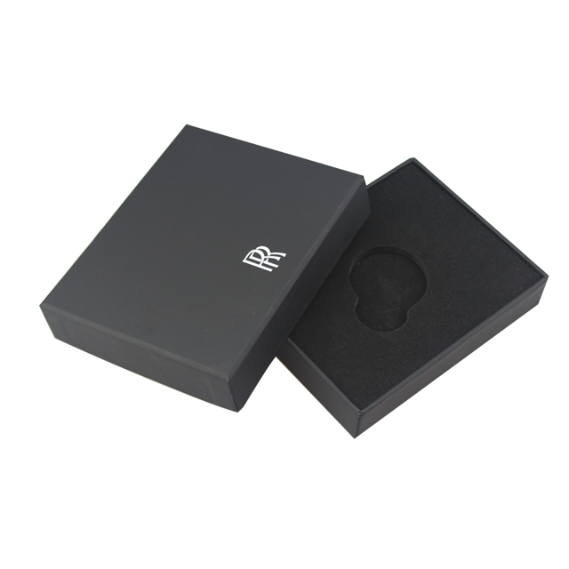 Luxury Custom Logo Soft Touch Black Rigid Cardboard Paper Boxes Coin Packaging With EVA Foam Tray