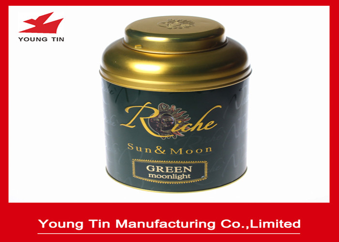 Double Lids Empty Round Metal Tea Tins