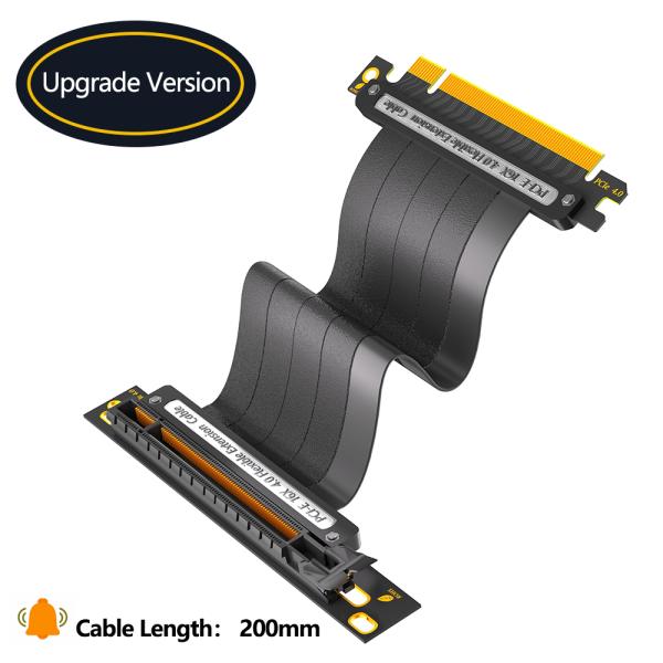 PCIE 4.0 Extension Cable, Black 16x Shielded High Speed GPU Riser Cable with PCI Express Port for GPU Extension Card, Length 20cm(90 Degree )