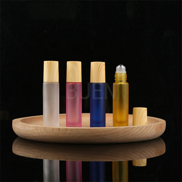 10ml Leak Proof Glass Roll On Bottle Skin Care With Bamboo Cap