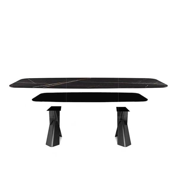 Luxury Dining Table Rectangular Marble Table Stone Table Top With X Legs