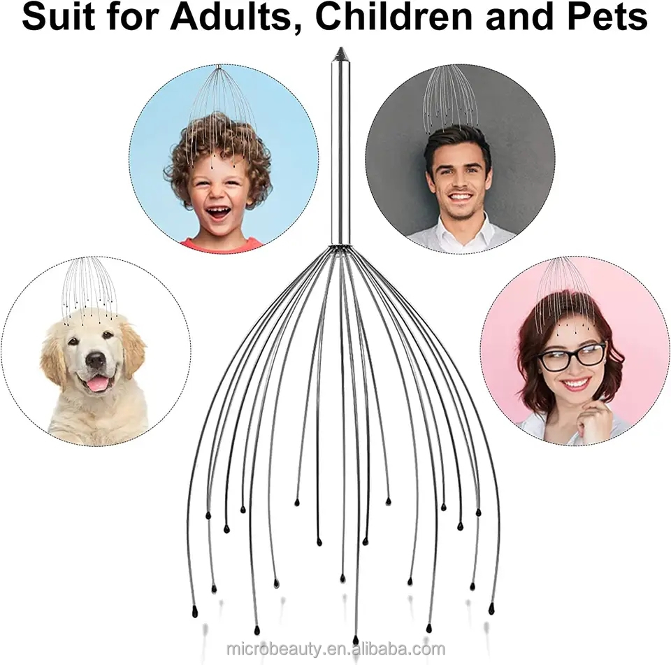 Handheld 20 Fingers Head Massager For Relieve Fatigue Head Massage Claw Scratcher