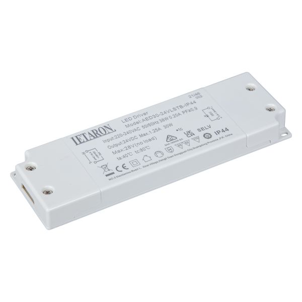 30W 24VDC IP44 Waterproof Led Drivers for Mirror Lighting and Cabinet Lighting