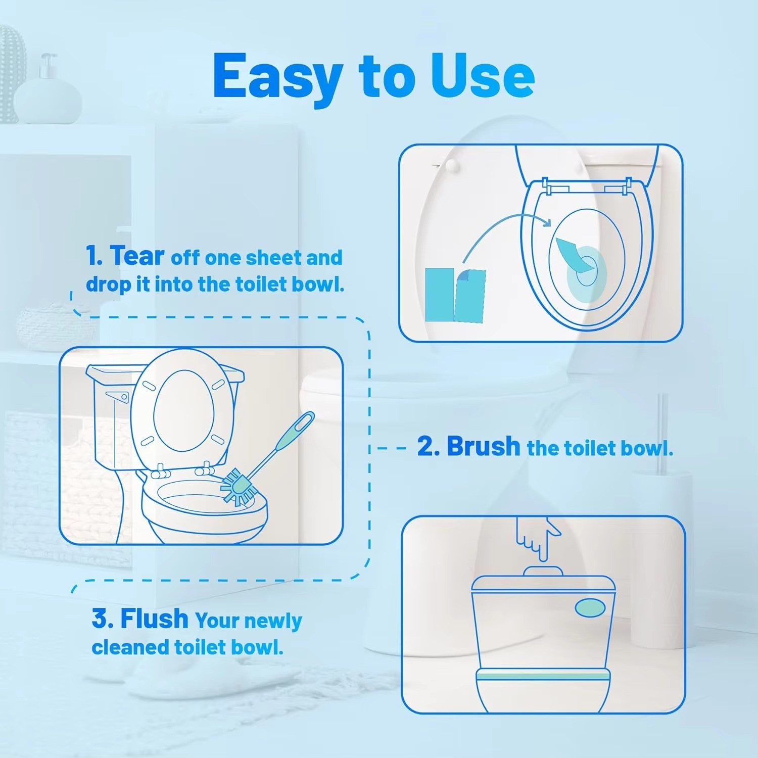 Multi Functional Toilet Bowl Cleaner Strips Quick Dissolve Disposable