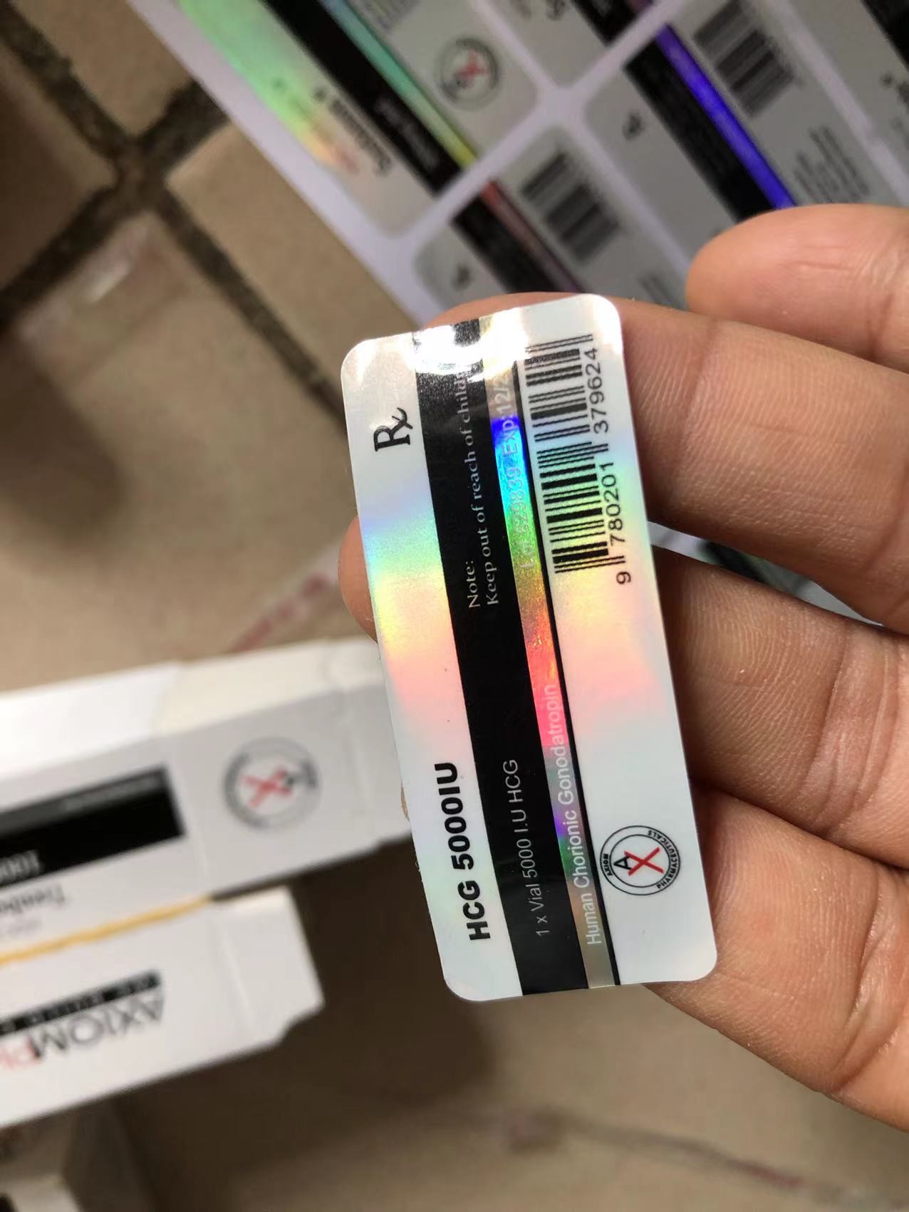 AOD964 3ml Glass Vial Labels With Hologram PET Materail Laser Shinny Effect