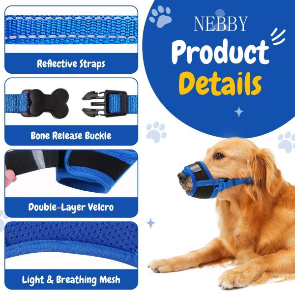 Waterproof Durable Dog Muzzle Anti-Chewing Reflective Strap for Night Walking