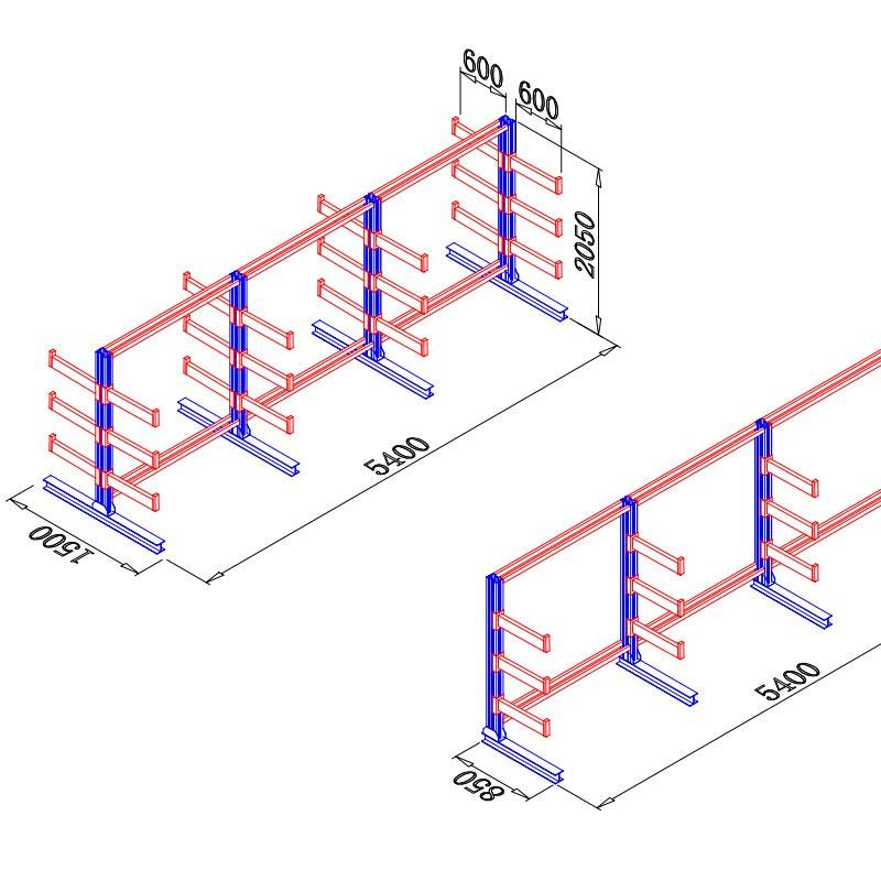 1500KG Cantilever Steel Rack ODM Heavy Duty Cantilever Shelving
